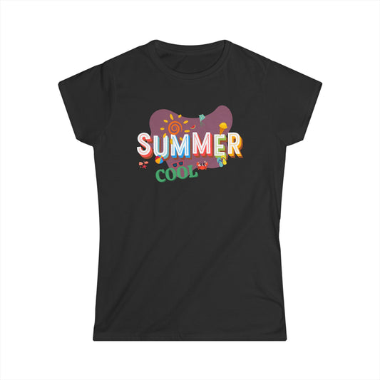 Summer Cool Women's Softstyle Tee, Casual Summer Shirt, Beachwear, Gift for Her, Trendy Graphic Tee