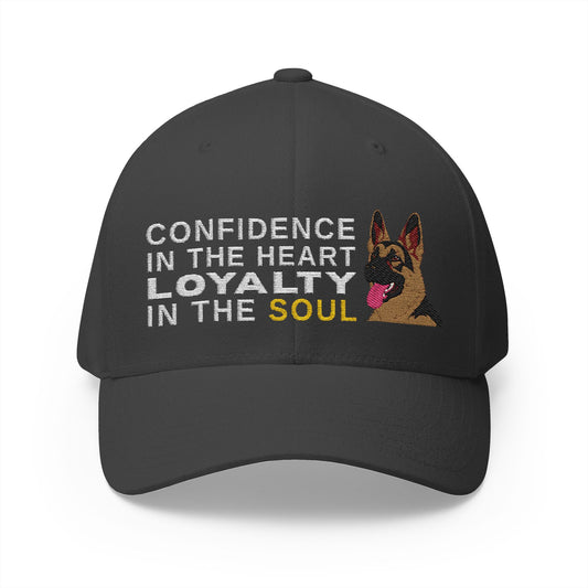 German Shepherd Closed-Back Structured Embroidered Structured Cap  - Courage in the Heart, Loyalty in the Soul