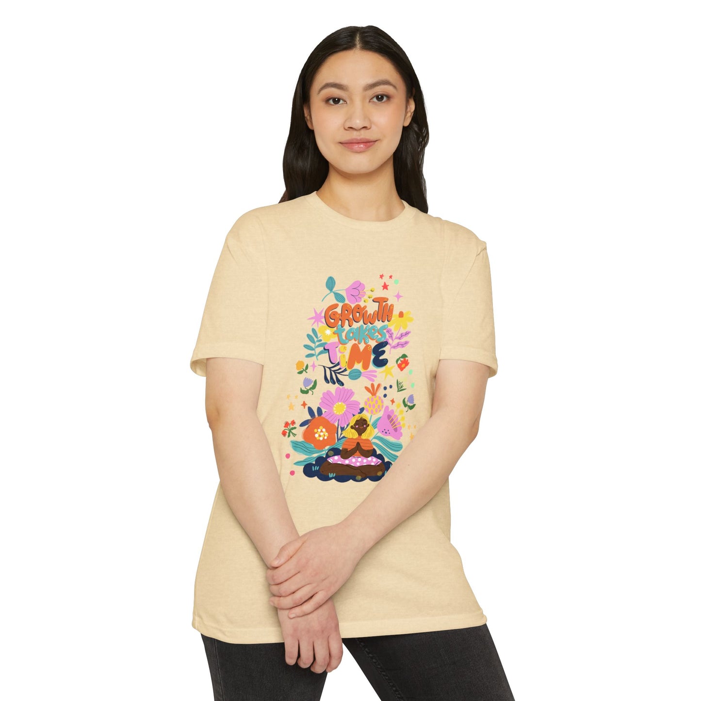 Growth Takes Time Floral Unisex T-Shirt, Spring Tee, Inspirational T-Shirt, Casual Wear, Unique Gift Idea
