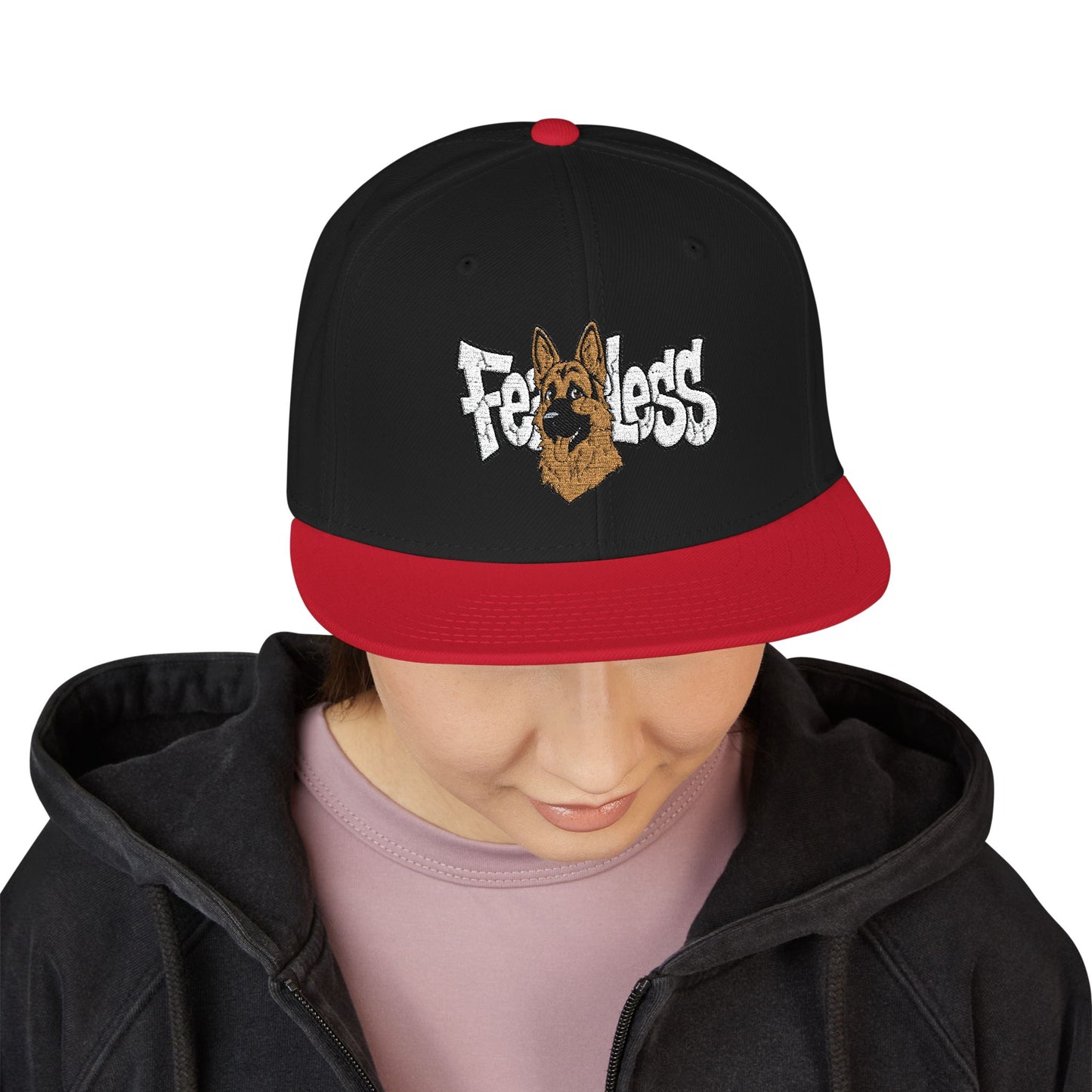 German Shepherd Embroidered Snapback Hat - Fearless