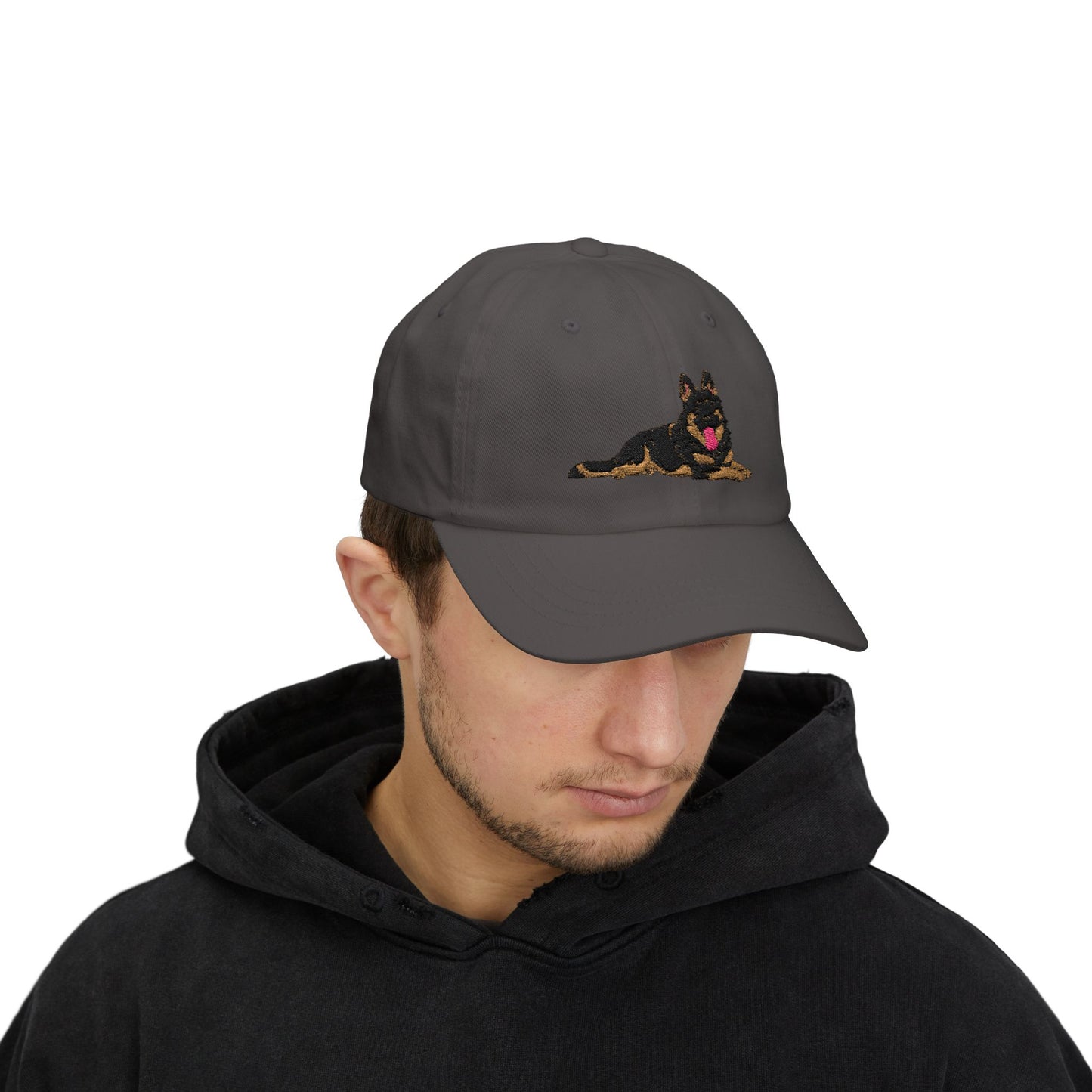 Classic Dad Cap Featuring a Giant Old Fashioned Working Line German Shepherd Embroidered Design