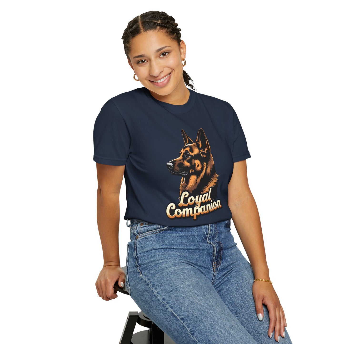 Loyal Companion German Shepherd Lover T-Shirt | Garment-Dyed Unisex Tee for Dog Enthusiasts, Dog Lovers, Gift for Dog Owners, Casual Wear
