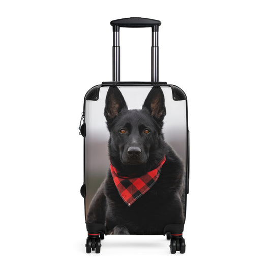 Custom Pet Suitcase Featuring Working Line German Shepherd Wearing a Neckerchief
