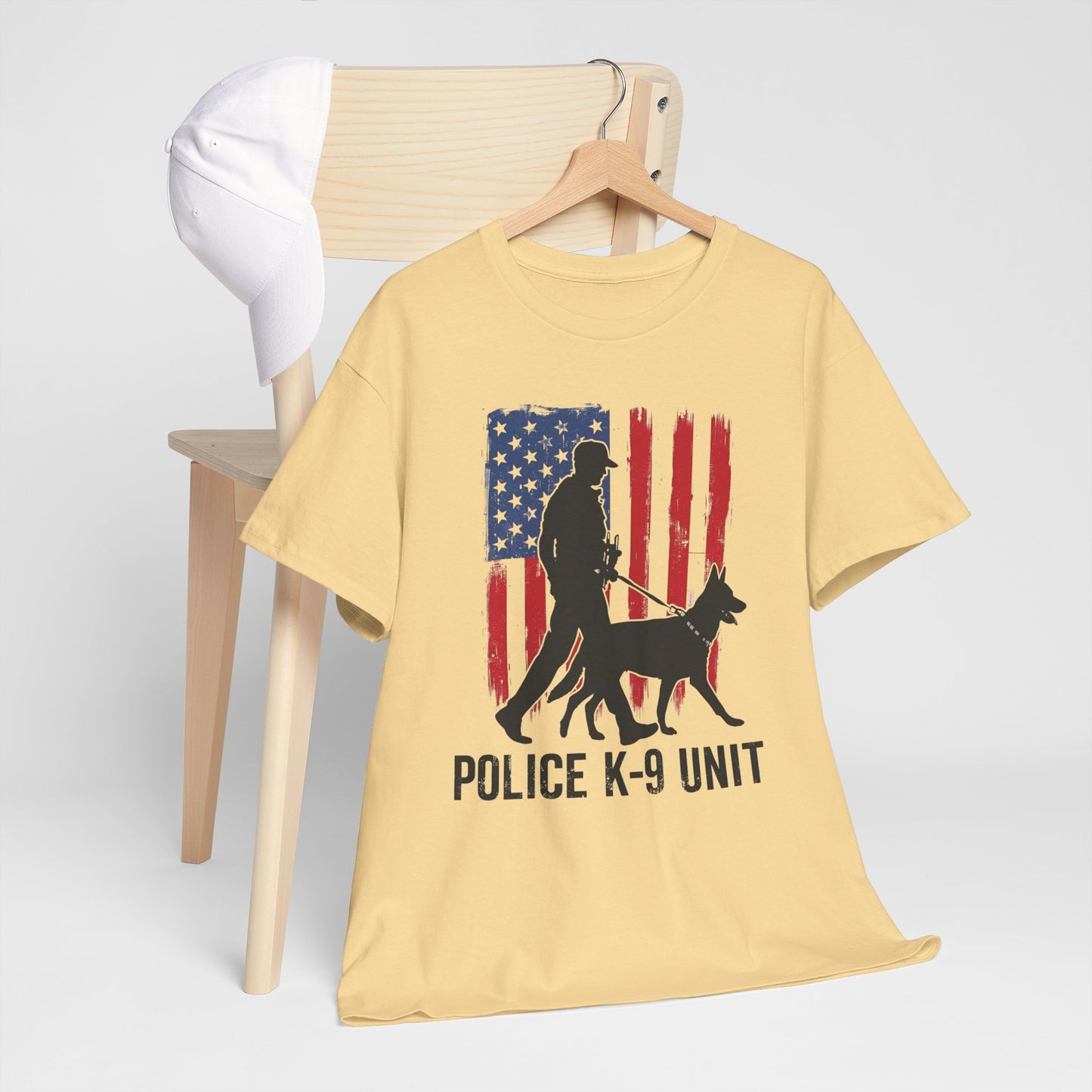 Patriotic Police K-9 Unit Heavy Cotton Tee, Unisex Cotton Shirt for Dog Lovers, Law Enforcement Apparel, Gifts for Police Officers