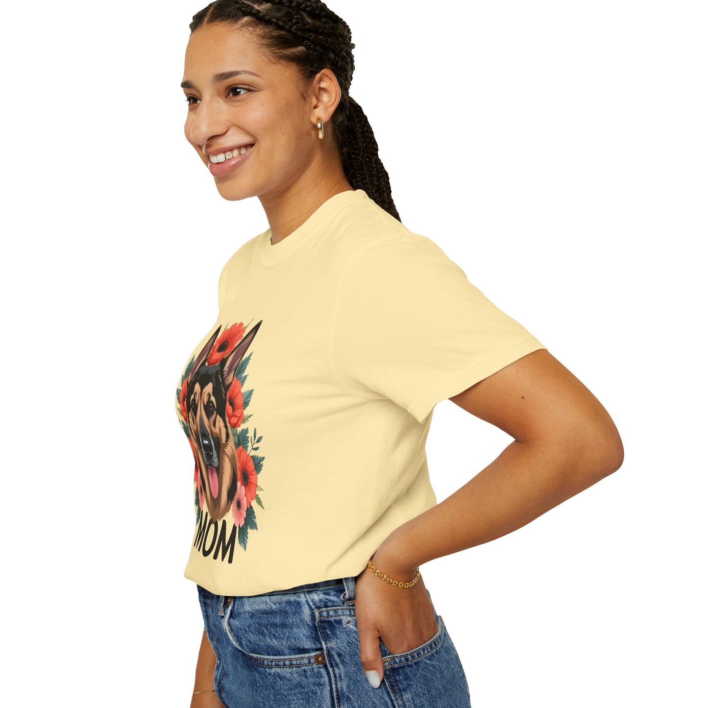 Floral German Shepherd Dog Mom T-Shirt, Perfect Gift for Dog Lovers, Mother’s Day, Birthday, Casual Wear, Comfortable Everyday Tee