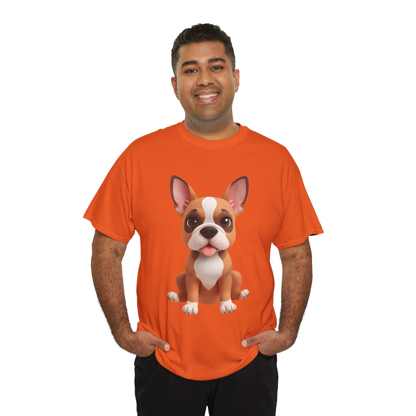 Cute 3D French Bulldog T-Shirt Unisex Heavy Cotton Tee, Dog Lover Gift