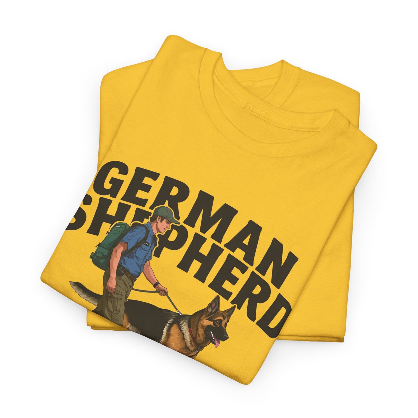 German Shepherd Trainer Tee - Man Holding a German Shepherd | Dog Lover Gift