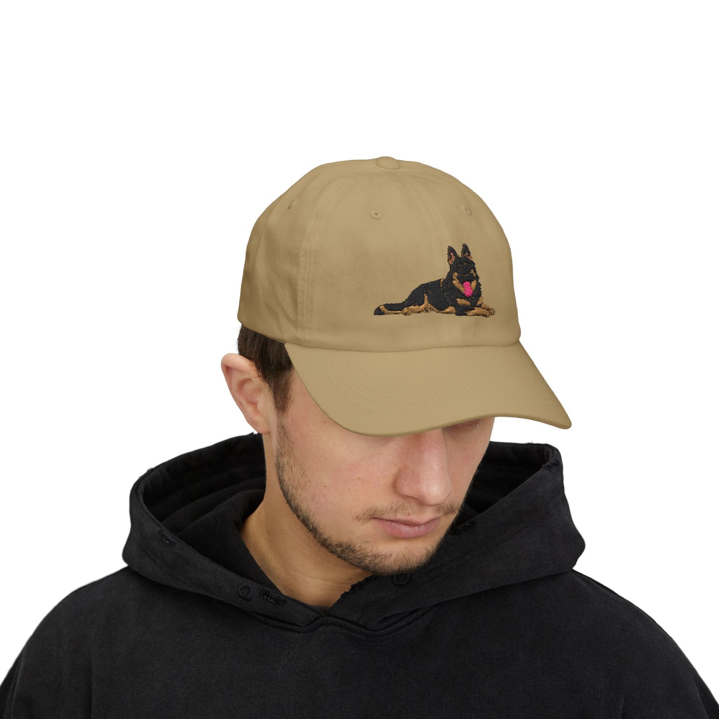 Classic Dad Cap Featuring a Giant Old Fashioned Working Line German Shepherd Embroidered Design