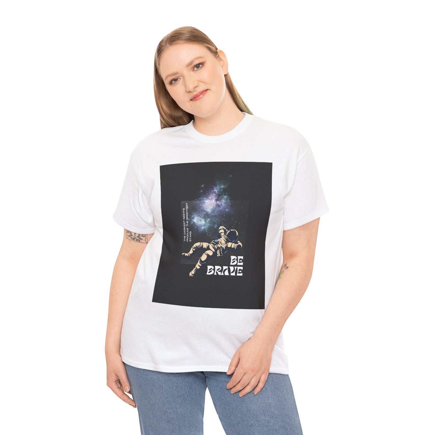 Be Brave Tee, Inspirational T-Shirt, Unisex Cotton Top, Space Graphic Shirt, Motivational Gift, Everyday Wear