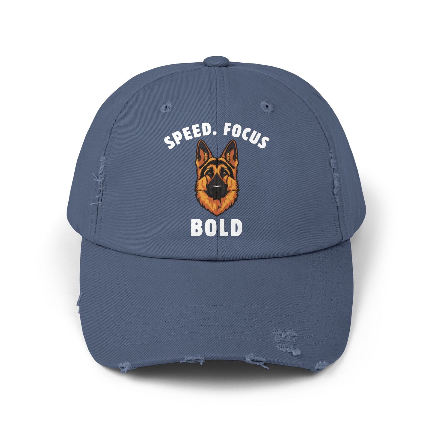 Speed Focus Bold German Shepherd Agility Distressed Hat, Dog Lover Gift, Casual Fashion Accessory, Summer Style, Outdoor Fun
