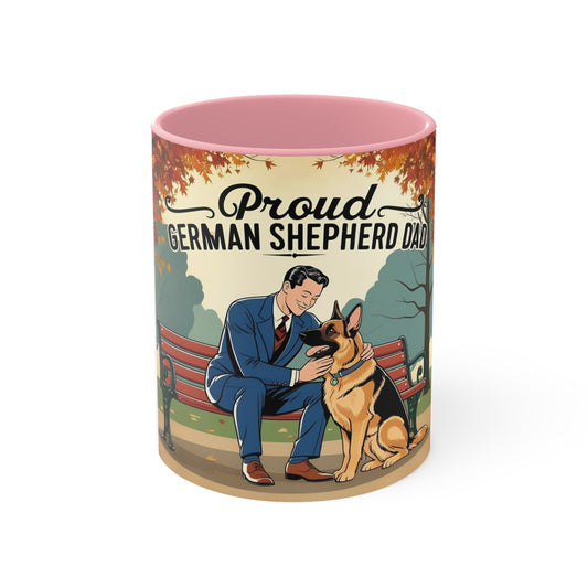 Proud German Shepherd Retro Dad Mug, Dog Lover Gift, Pet Owner Coffee Cup, Father's Day Present, Dog Dad Accent Mug