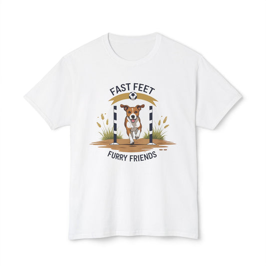 Fast Feet Furry Friends Unisex Dog Agility T-Shirt, Dog Lover Tee, Animal Rescue Gift, Gifts for Dog Owners