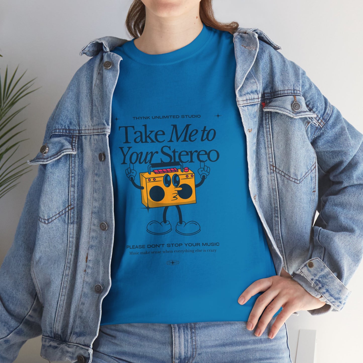 Retro Music Lover Tee - Take Me To Your Stereo, Vintage Style Shirt, Graphic T-Shirt, Unisex Cotton Top, Perfect Gift for Musicians, Summer Outfit