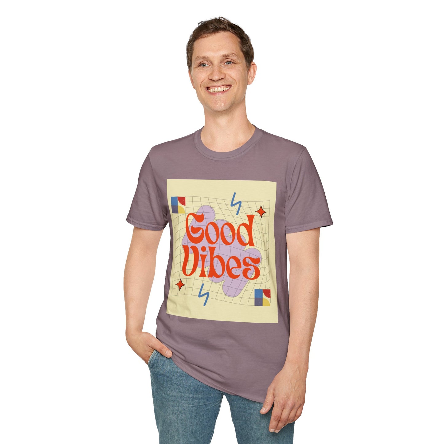 Good Vibes Unisex Softstyle T-Shirt, Relaxed Fit Tee, Casual Wear, Gift Idea, Positive Quotes, Everyday Comfort, Summer Fashion