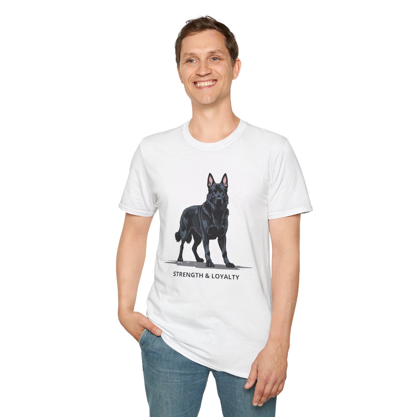 Strength & Loyalty German Shepherd Dog T-Shirt, Unisex Pet Lover Tee, Gifts for Dog Owners, Animal Lovers Apparel, Casual Everyday Wear, Black Dog Shirt