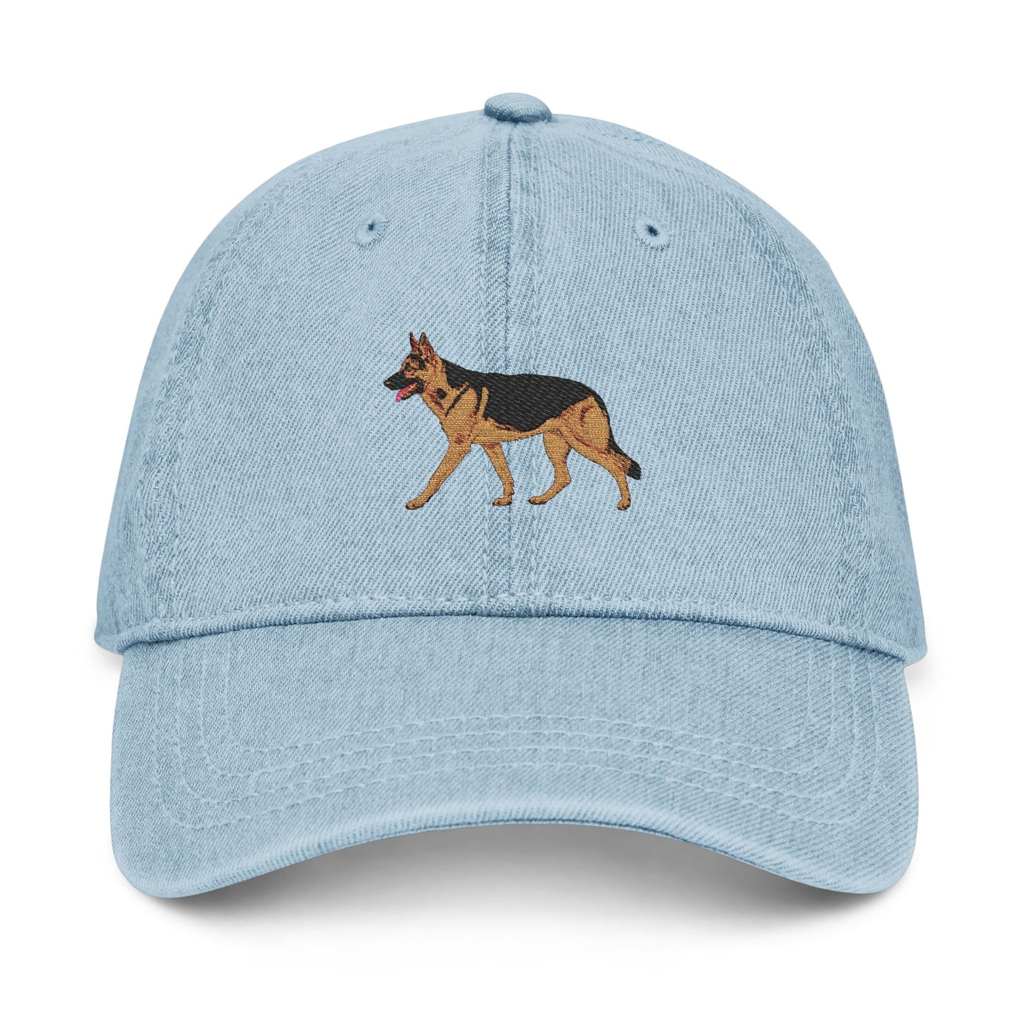 Embroidered Denim Hat with German Shepherd Design, Adjustable Dog Lover Cap, Outdoor Hat for Pet Owners