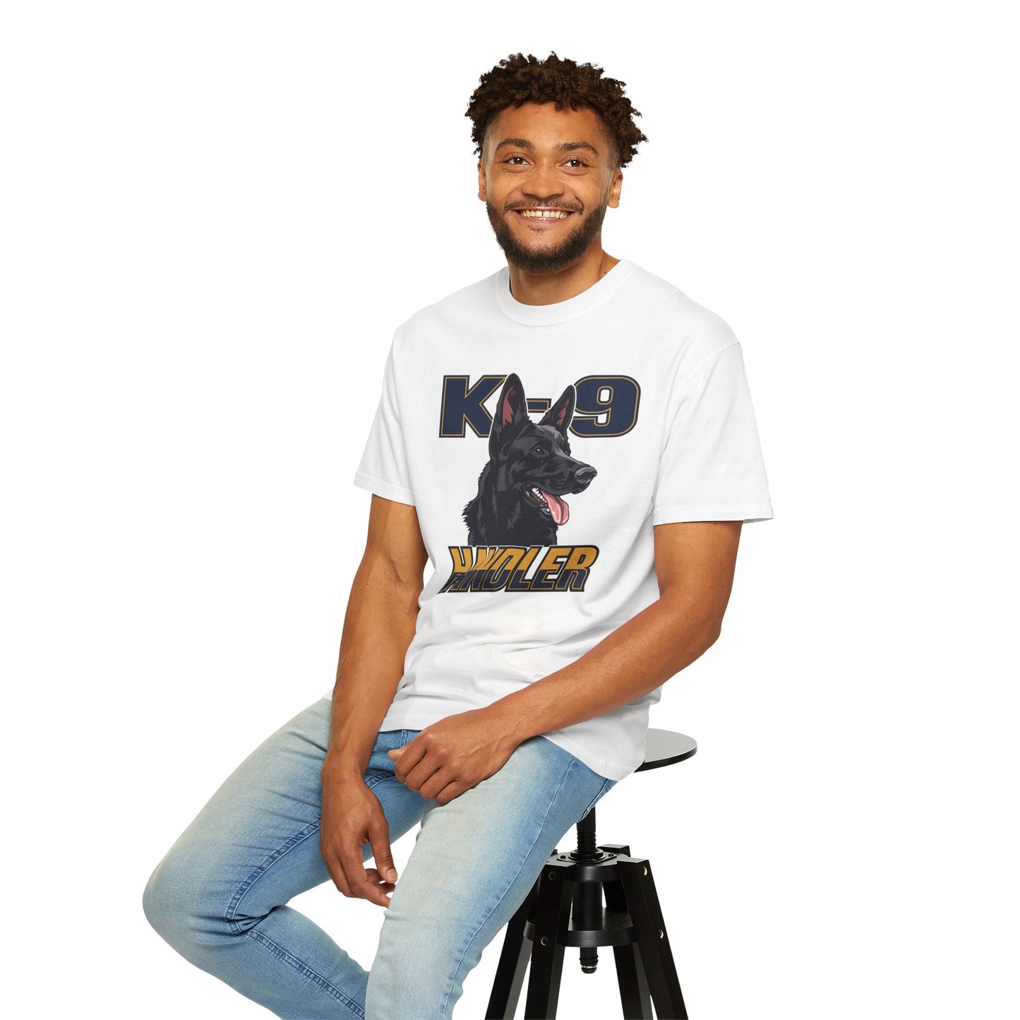 Black German Shepherd K-9 Handler T-Shirt, Garment-Dyed Unisex Tee for Dog Lovers