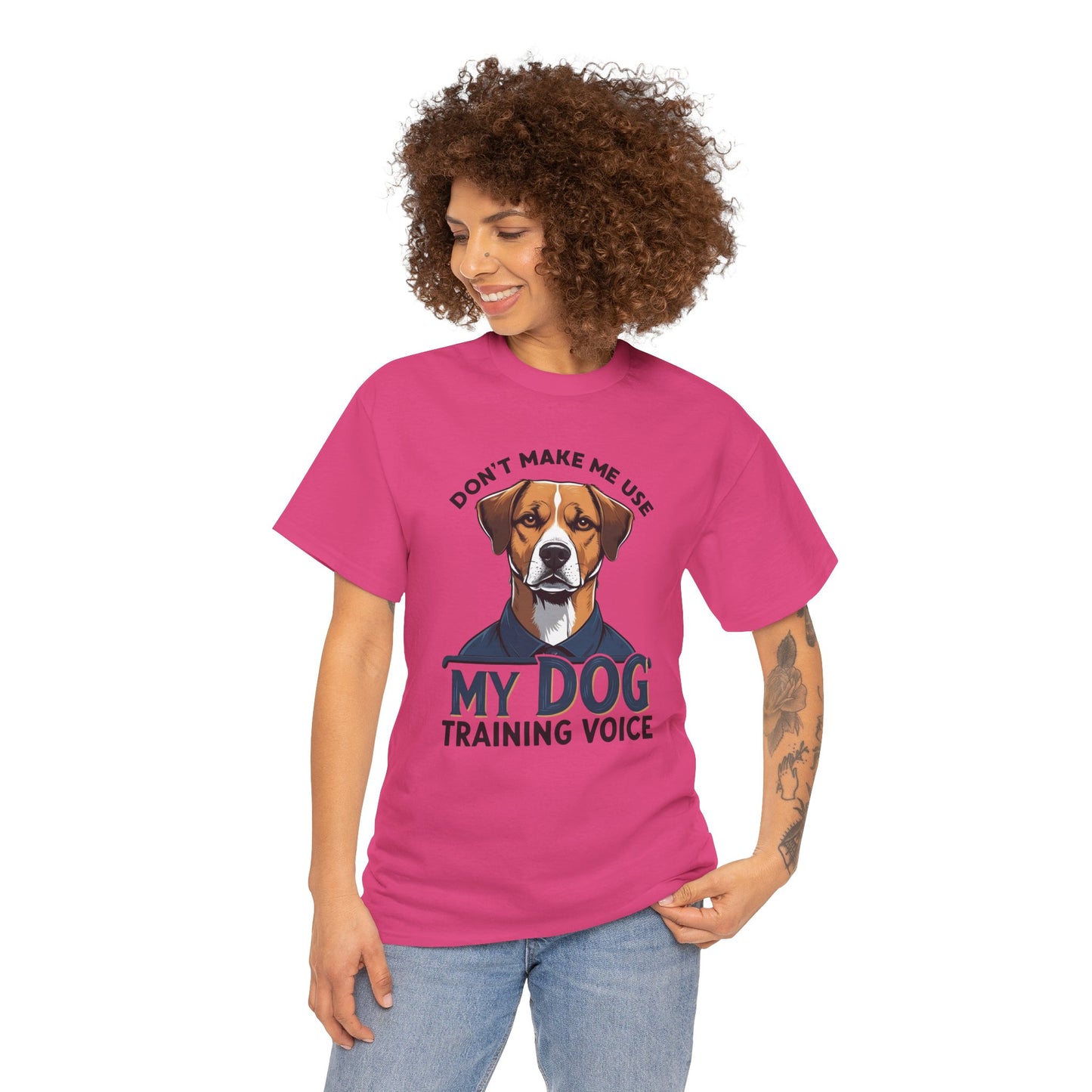 Dog Training T-Shirt - Don't Make Me Use My Dog Training Voice | Perfect Gift for Dog Owners, Casual Wear, Funny Dog Humor Shirt, Pet Training Apparel