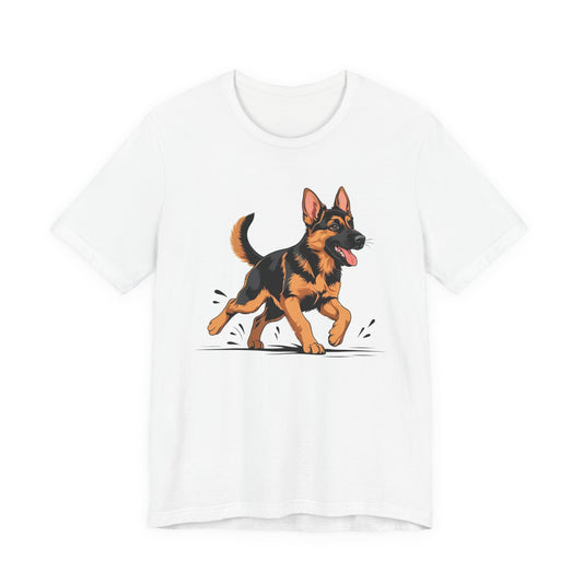 Playful German Shepherd Puppy Tee, Cute Dog Lover Gift, Pet Owner Shirt, Fun Animal Apparel, Unisex T-Shirt for Dog Enthusiasts