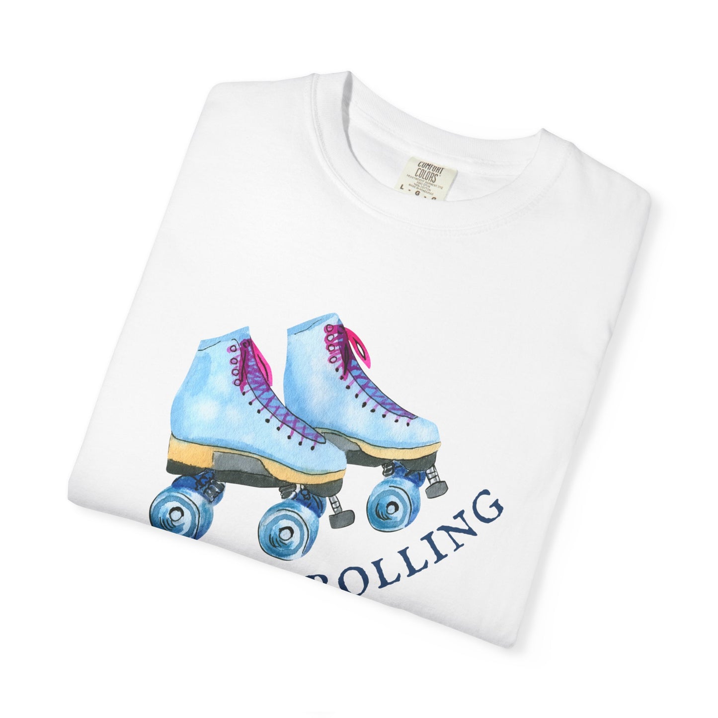 Keep Rolling Retro Roller Skates Tee, Vintage Skate T-shirt, Unisex Garment-Dyed Shirt, Fun Gift for Skating Lovers, Summer Apparel
