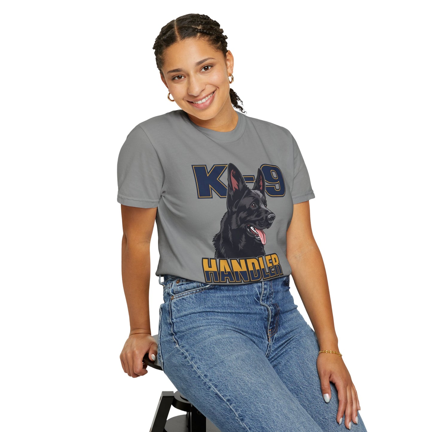 Black German Shepherd K-9 Handler T-Shirt, Garment-Dyed Unisex Tee for Dog Lovers