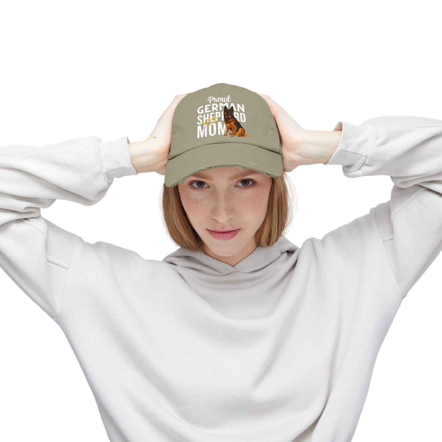 Proud German Shepherd Mom Distressed Cap - Unisex Pet Lover Hat