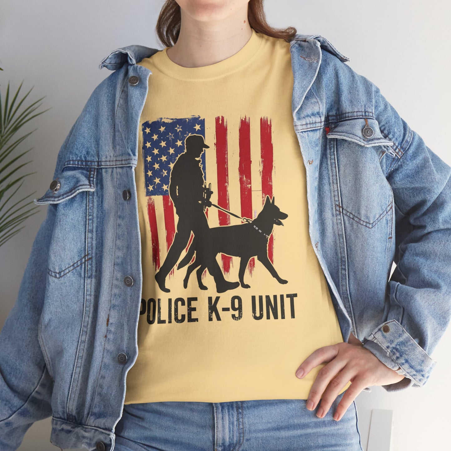 Patriotic Police K-9 Unit Heavy Cotton Tee, Unisex Cotton Shirt for Dog Lovers, Law Enforcement Apparel, Gifts for Police Officers