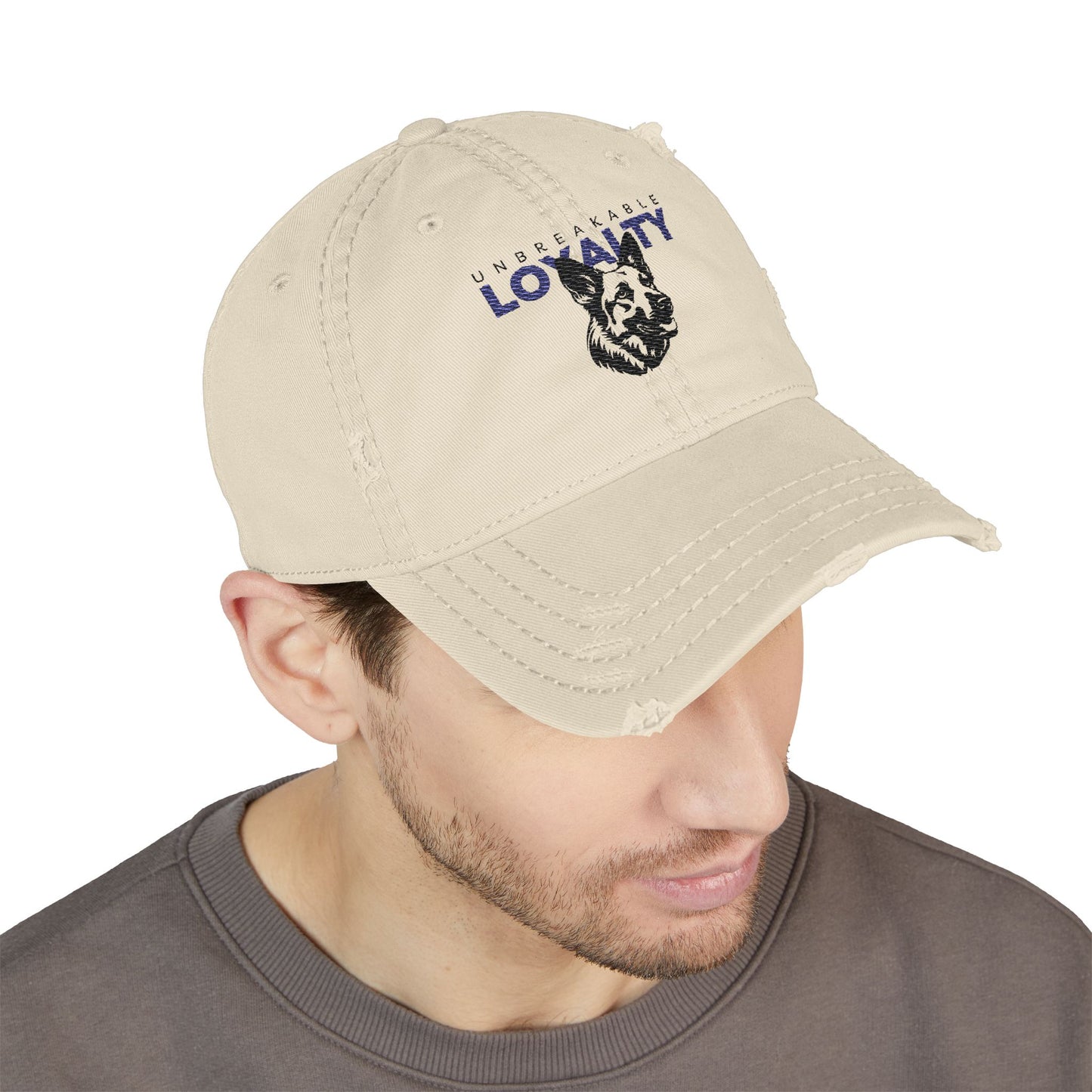 German Shepherd Embroidered Distressed Dad Hat - Unbreakable Loyalty | Perfect for Dog Lovers