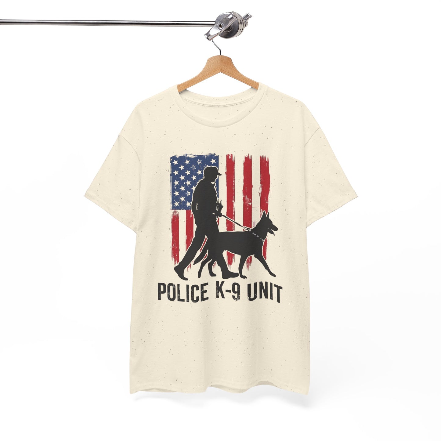 Patriotic Police K-9 Unit Heavy Cotton Tee, Unisex Cotton Shirt for Dog Lovers, Law Enforcement Apparel, Gifts for Police Officers