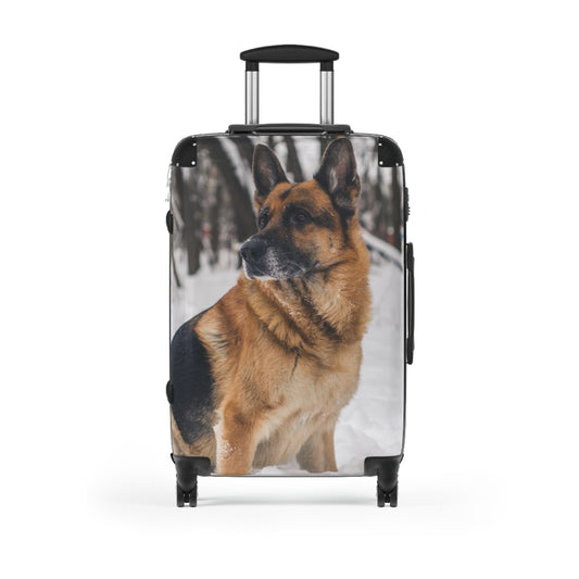 Dog Lover Suitcase Featuring a Beautiful German Shepherd Sloppily Sitting on the Snow