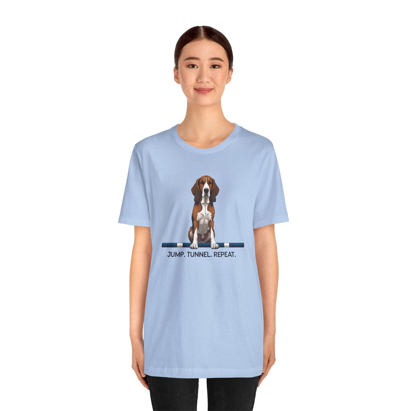 Dog Agility Tee, Fun Pet Lover Shirt, Jump Tunnel Repeat T-Shirt, Dog Enthusiast Apparel, Gift for Dog Owners