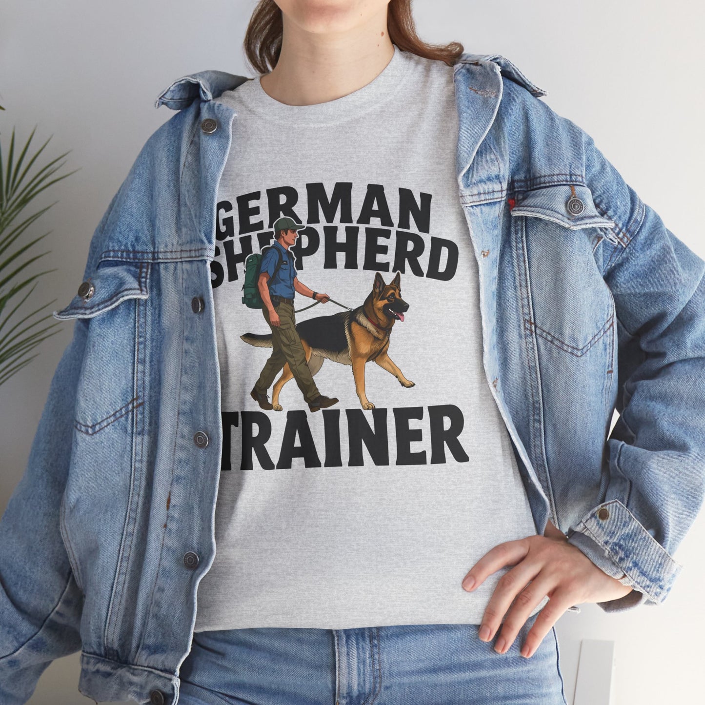 German Shepherd Trainer Tee - Man Holding a German Shepherd | Dog Lover Gift