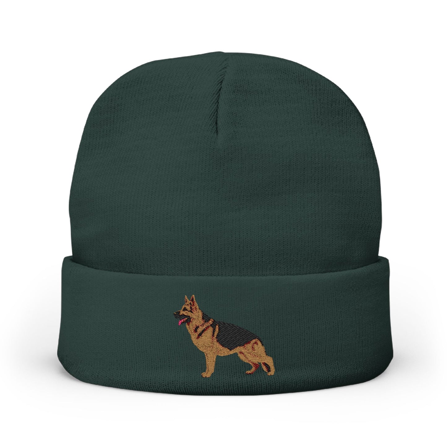 Embroidered Dog Lover Beanie - German Shepherd Standing in a Show Stance | Knit Hat for Pet Owners