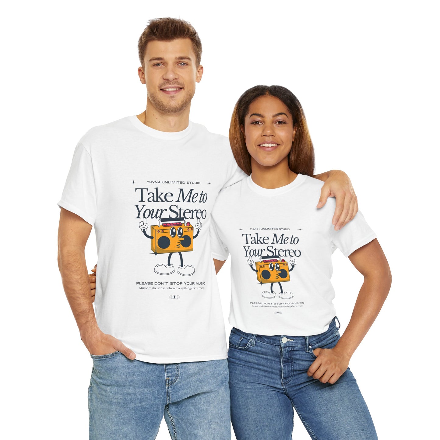 Retro Music Lover Tee - Take Me To Your Stereo, Vintage Style Shirt, Graphic T-Shirt, Unisex Cotton Top, Perfect Gift for Musicians, Summer Outfit