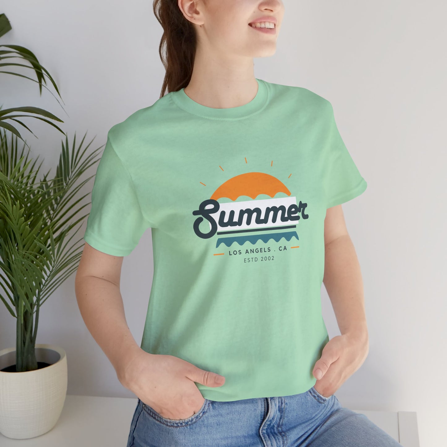 Summer Vibes Unisex Jersey Short Sleeve Tee, Beach Shirt, Casual Summer Wear, Gift for Friends, Coastal Adventure Top, LA Style Tee