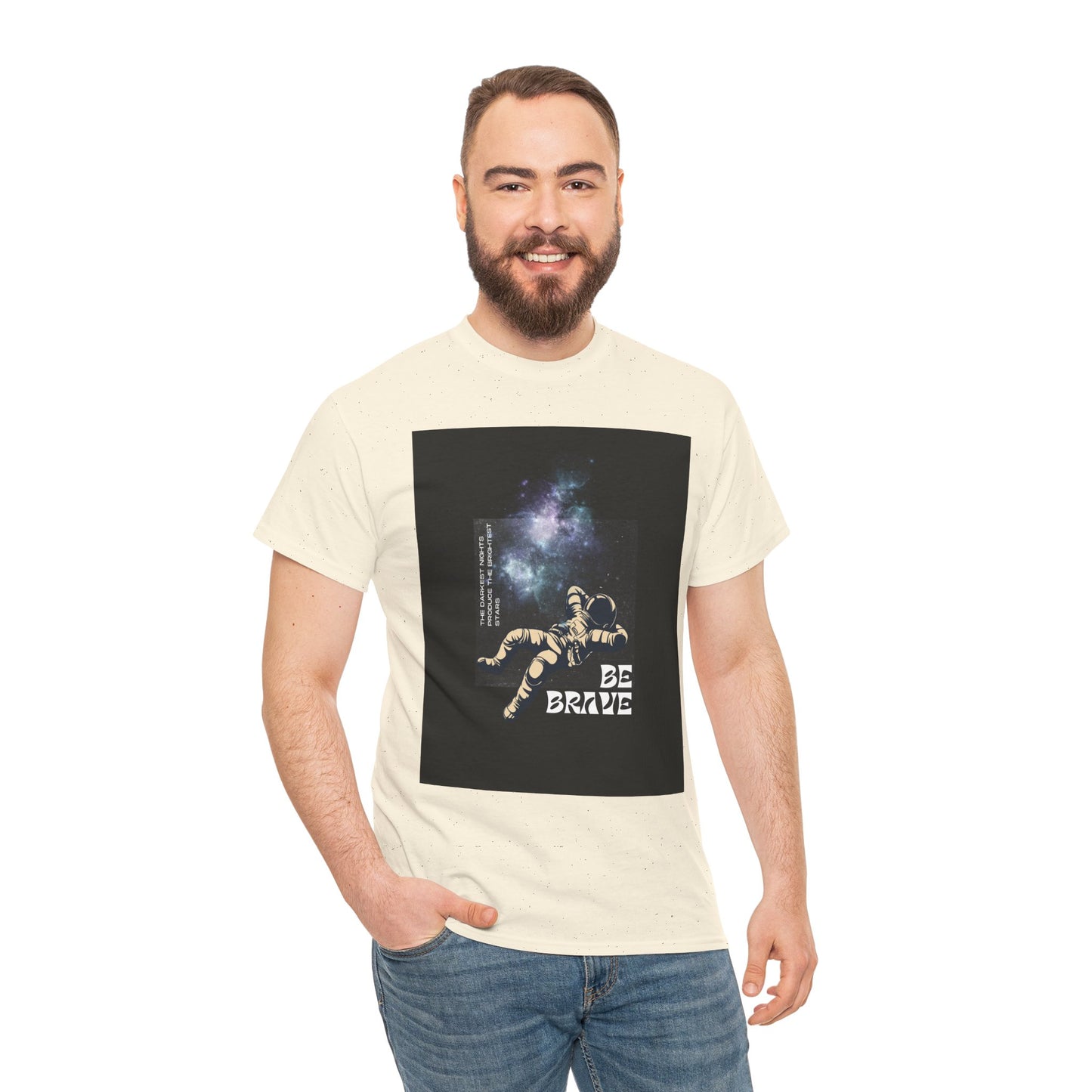 Be Brave Tee, Inspirational T-Shirt, Unisex Cotton Top, Space Graphic Shirt, Motivational Gift, Everyday Wear
