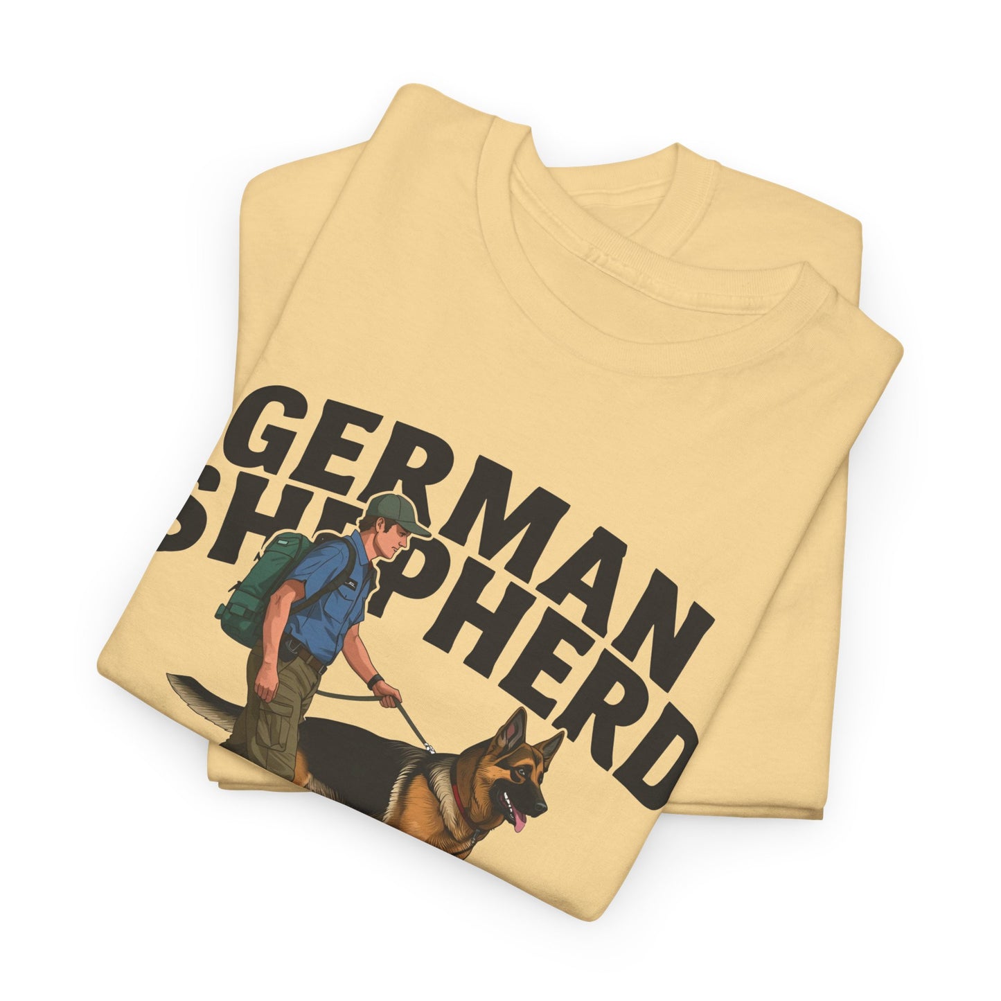 German Shepherd Trainer Tee - Man Holding a German Shepherd | Dog Lover Gift