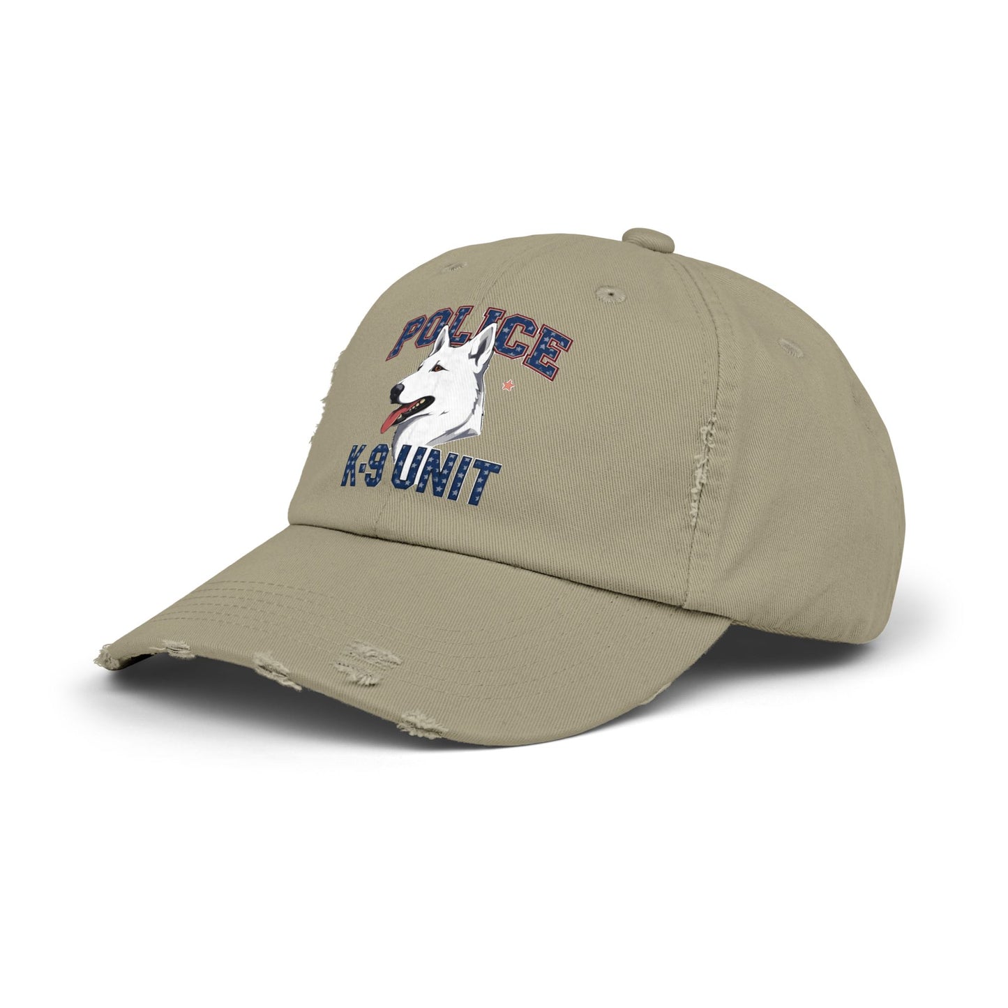 Unisex Distressed Cap with Police K9 Design Featuring German Shepherd, Trendy Dog Lover Hat, Perfect Gift for Police Supporters