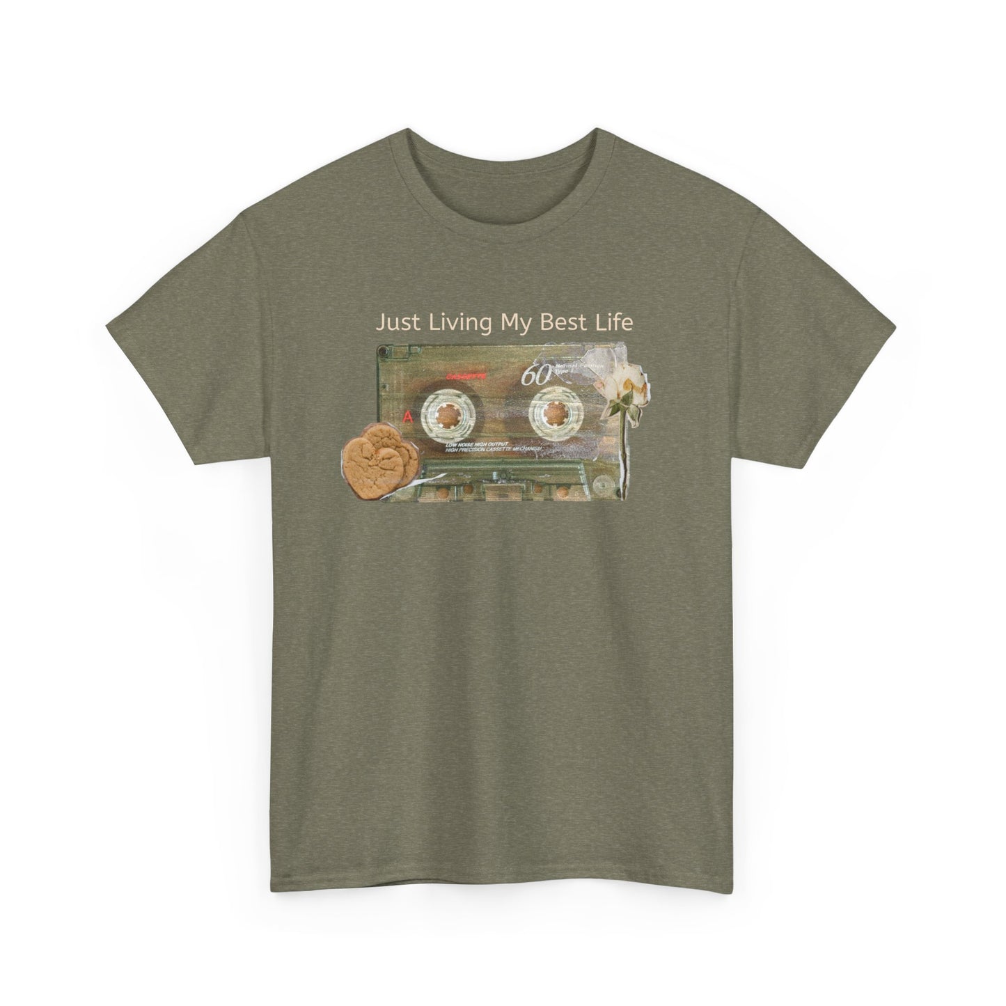 Just Living My Best Life Tee, Vintage Cassette T-Shirt, Casual Wear, Gift for Friends, Music Lover's Apparel