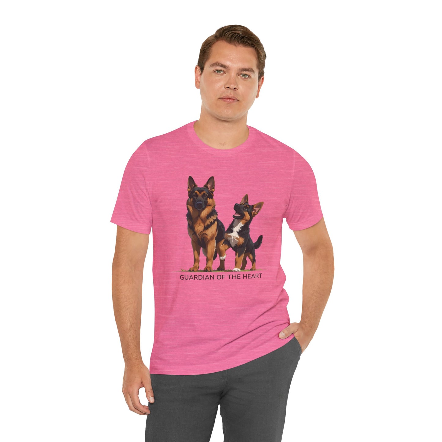German Shepherd and Puppy Tee - Guardian of the Heart, Gifting for Pet Owners, Cute Graphic Shirt, Perfect for Birthdays, Dog-Themed Apparel