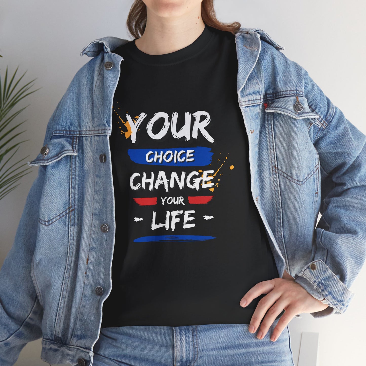 Inspirational Quote Unisex Heavy Cotton Tee - "Your Choice Change For Life", Motivational Shirt, Casual Wear, Gift Idea, Everyday Comfort