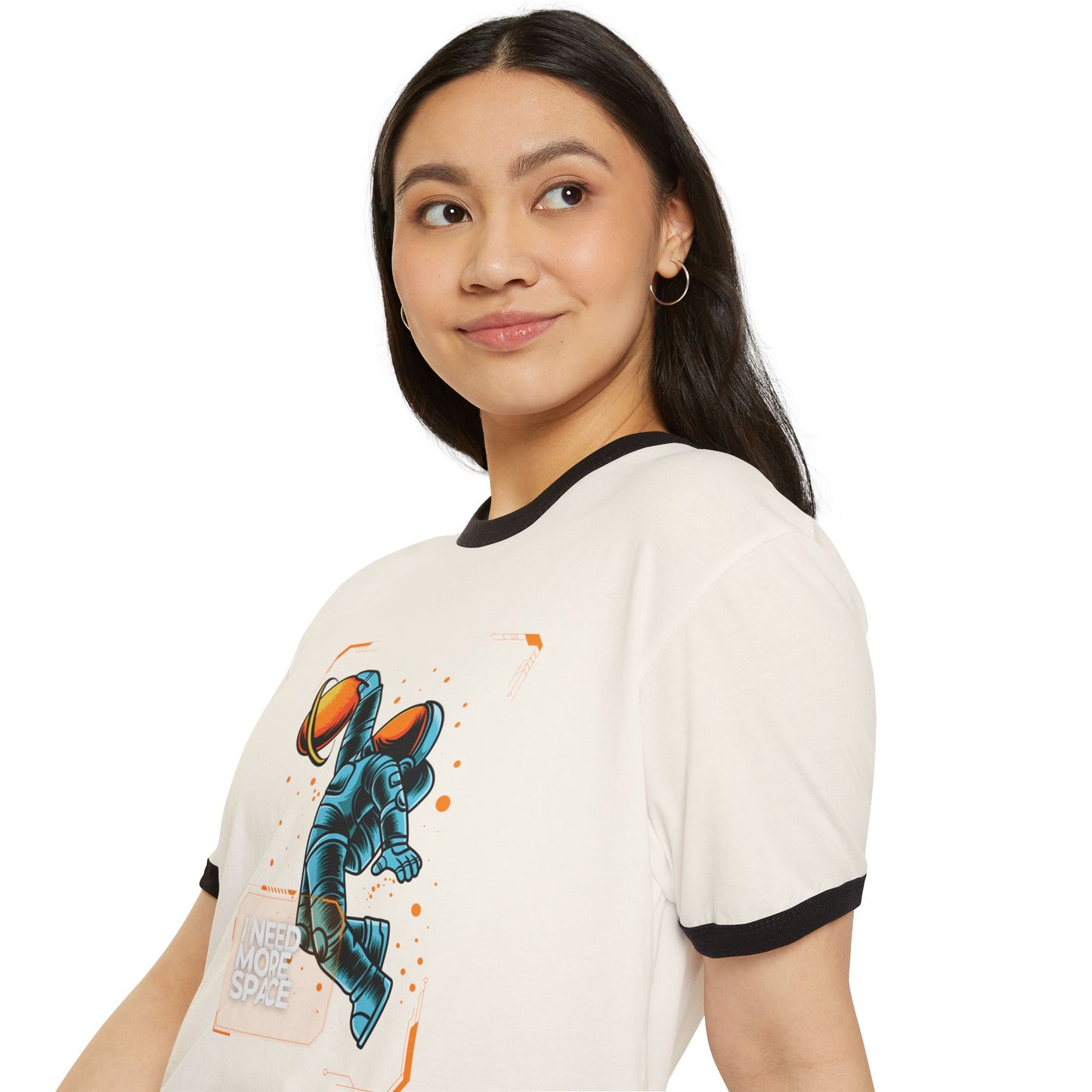 Retro Space Ringer T-Shirt - "I Need More Space", Unisex Graphic Tee, Vintage Style Shirt for Space Lovers, Cool Gift for Him/Her, Fun Everyday Wear