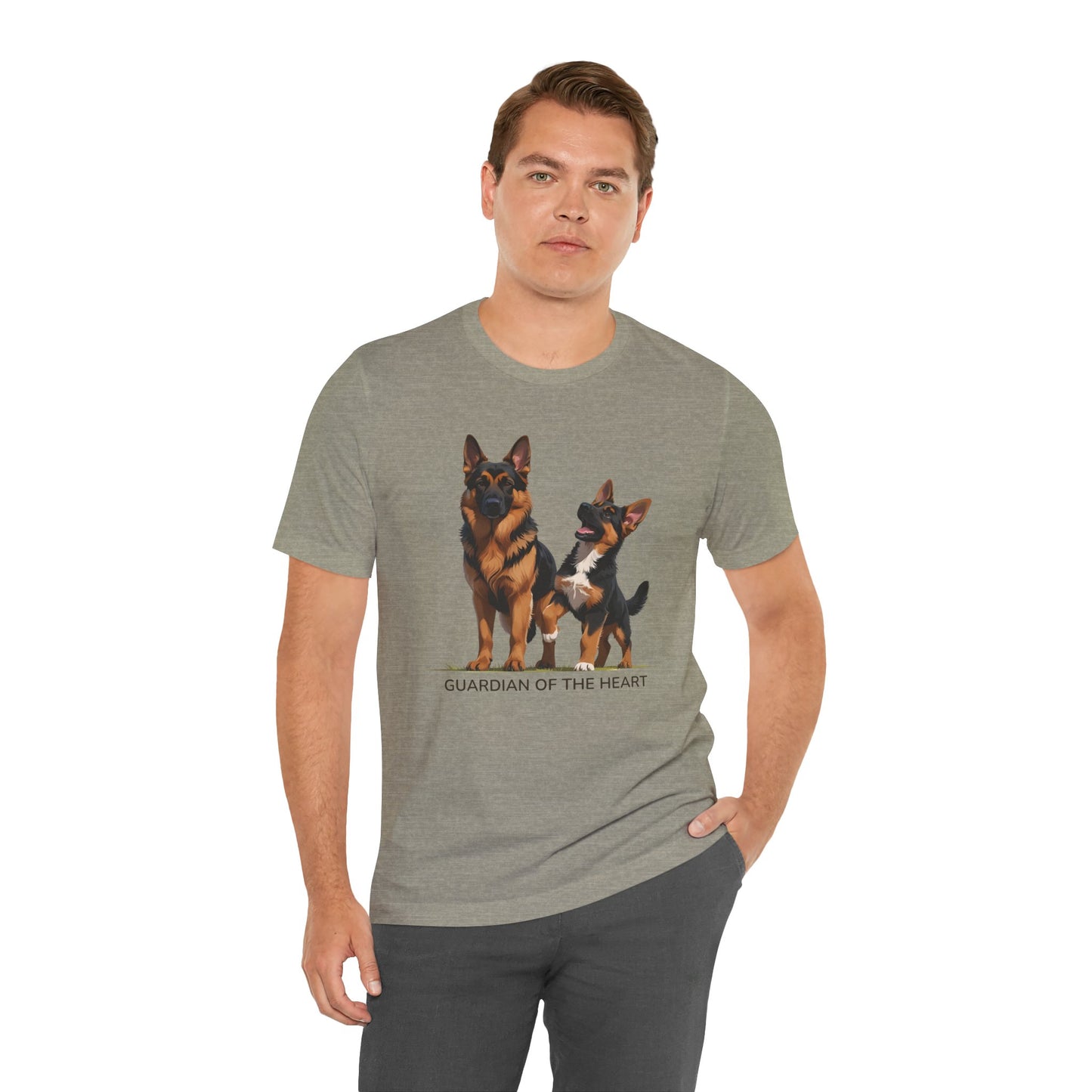 German Shepherd and Puppy Tee - Guardian of the Heart, Gifting for Pet Owners, Cute Graphic Shirt, Perfect for Birthdays, Dog-Themed Apparel