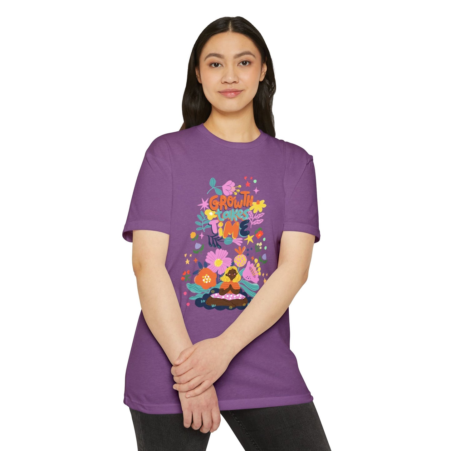 Growth Takes Time Floral Unisex T-Shirt, Spring Tee, Inspirational T-Shirt, Casual Wear, Unique Gift Idea