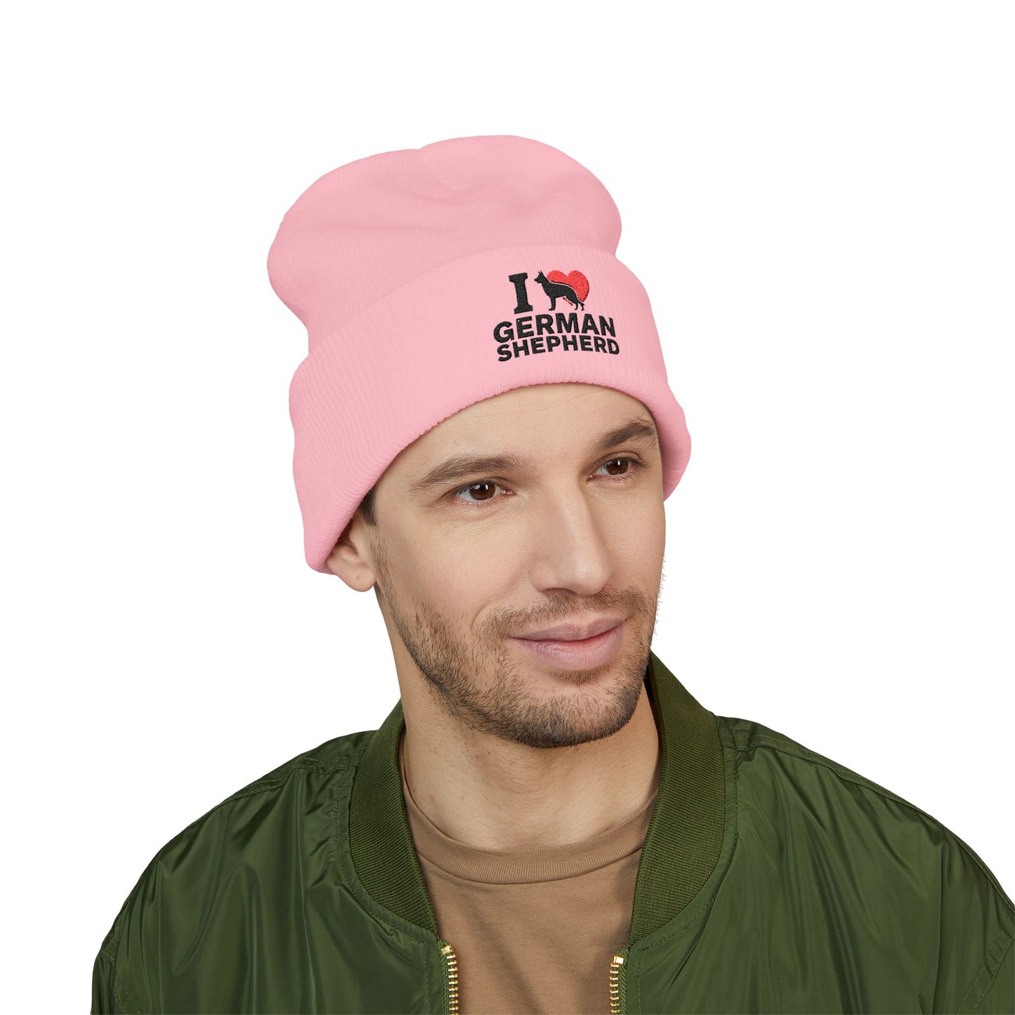 I Love German Shepherd Embroidered Classic Cuffed Beanie