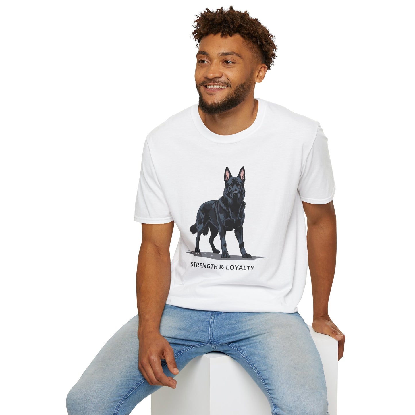 Strength & Loyalty German Shepherd Dog T-Shirt, Unisex Pet Lover Tee, Gifts for Dog Owners, Animal Lovers Apparel, Casual Everyday Wear, Black Dog Shirt