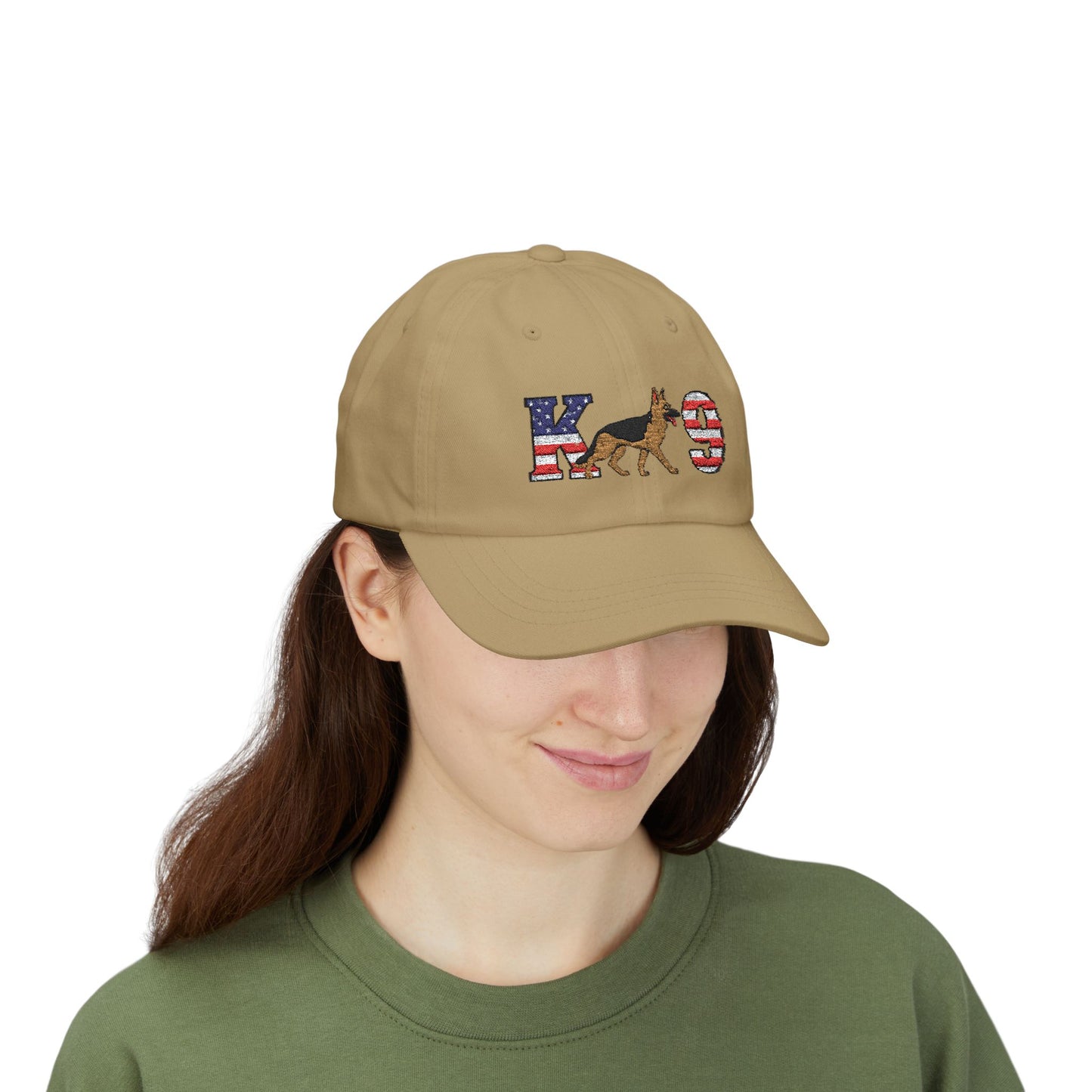 Patriotic K9 German Shepherd Dad Cap - USA Flag Design on K and 9 | Adjustable Baseball Hat | Gift for Dog Lovers