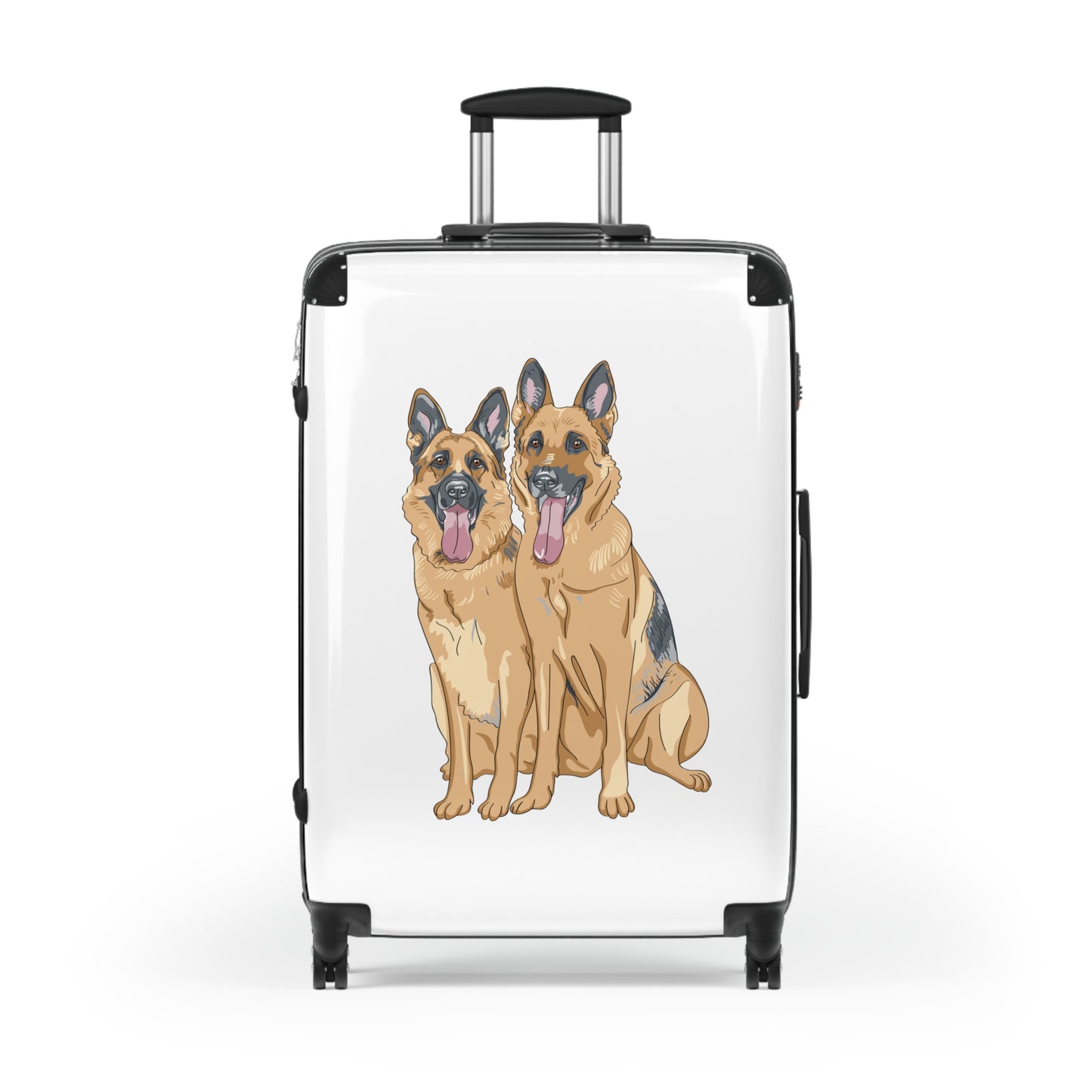 Dog Lover Suitcase Featuring Two German Shepherds Sloppily Sitting
