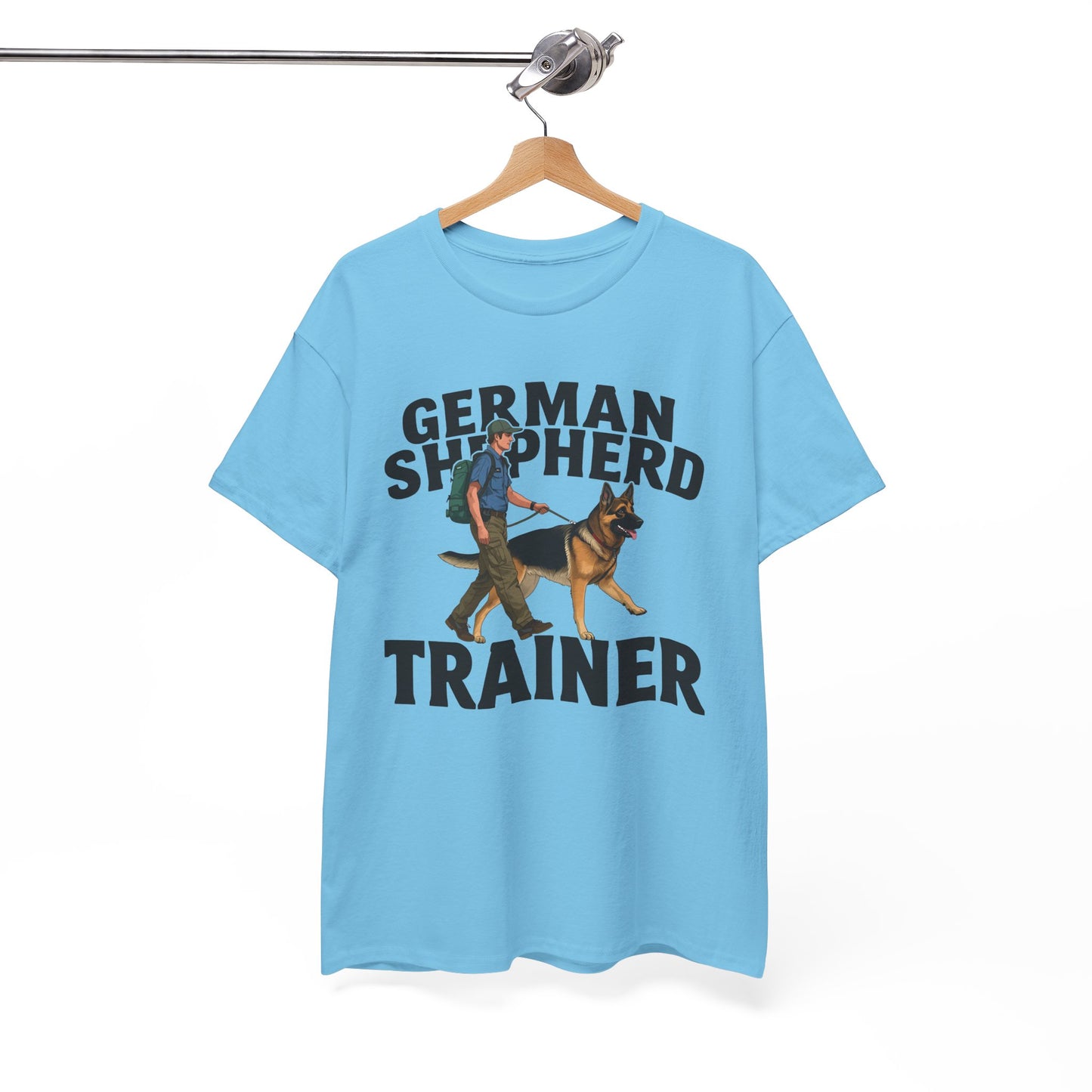 German Shepherd Trainer Tee - Man Holding a German Shepherd | Dog Lover Gift
