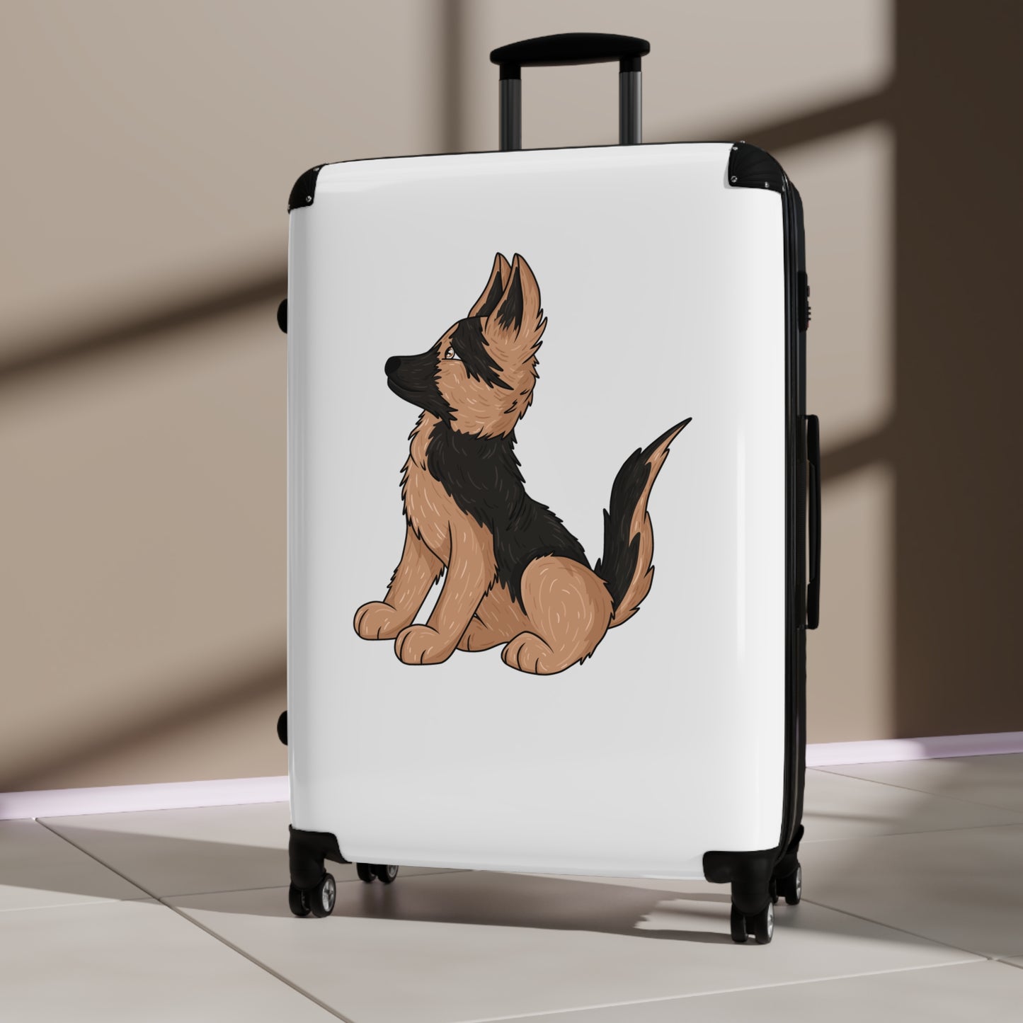 Personalized Dog Lover Suitcase - Featuring Cute German Shepherd Puppy Looking Upward